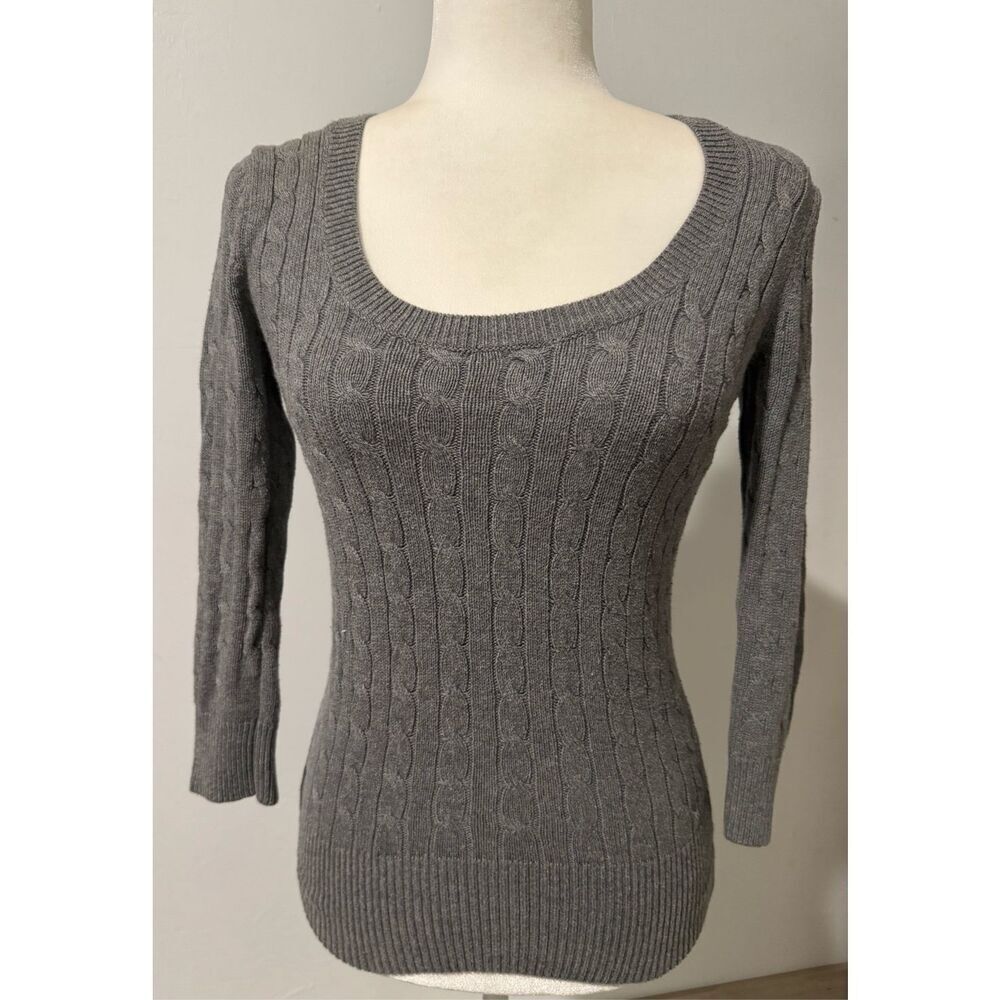 American Eagle outfitters gray knit fitted top sweater SP